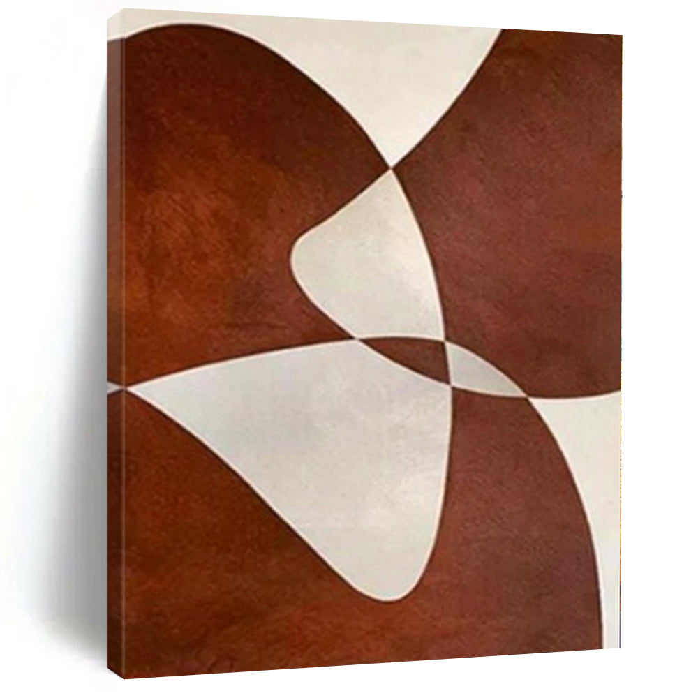Brown and White with Intertwined Shapes "Elegant Entanglement" Abstract Painting On Canvas PS1114