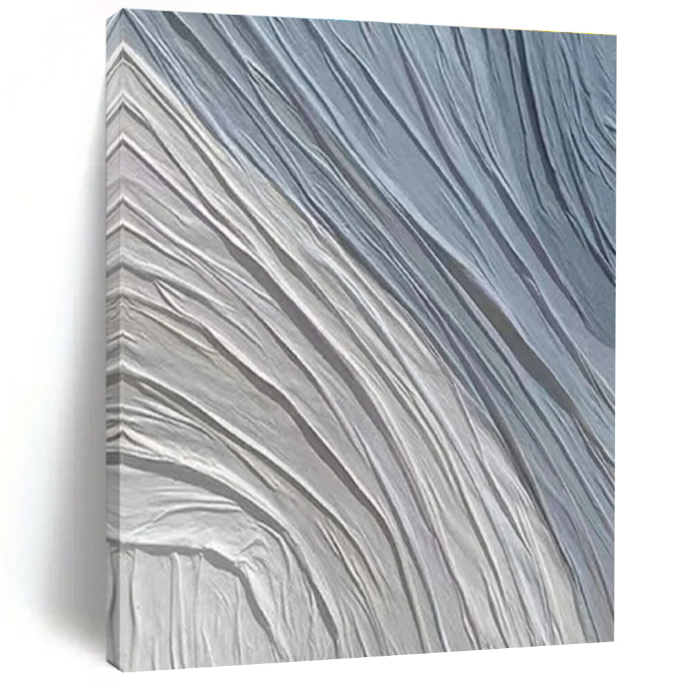 Gray, Blue with Wavy Textures "Ocean Ripple" Abstract Painting On Canvas PS1431