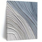 Gray, Blue with Wavy Textures "Ocean Ripple" Abstract Painting On Canvas PS1431