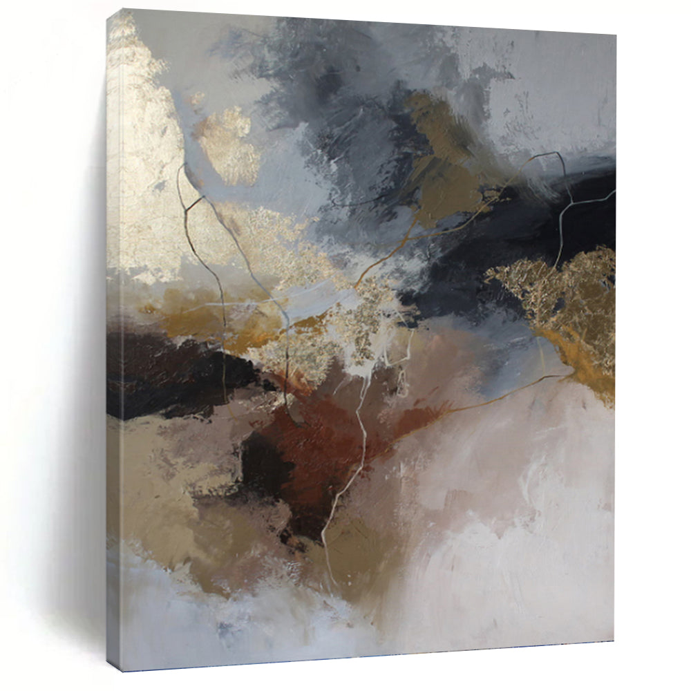 “Neutral Tones with Gold Accents” - Contemporary Abstract Painting On Canvas PT1017