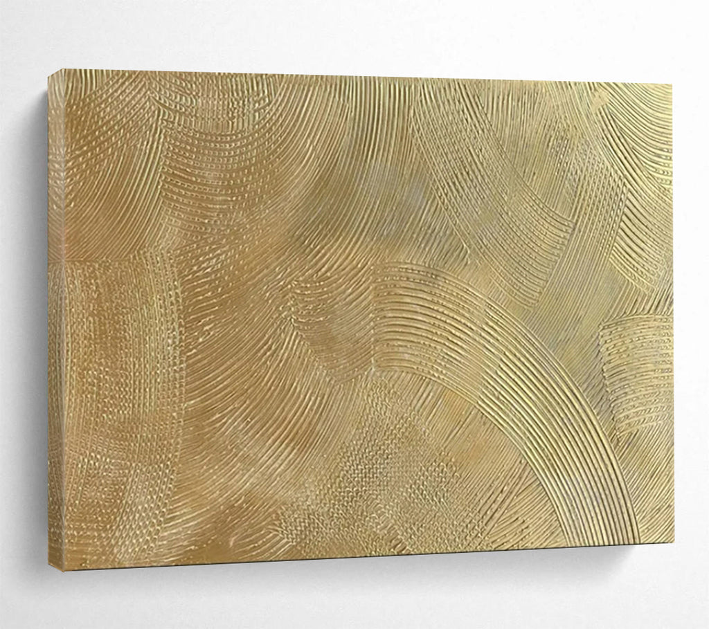 “Gold Textured Waves” - Opulent Patterns Painting On Canvas PT1523
