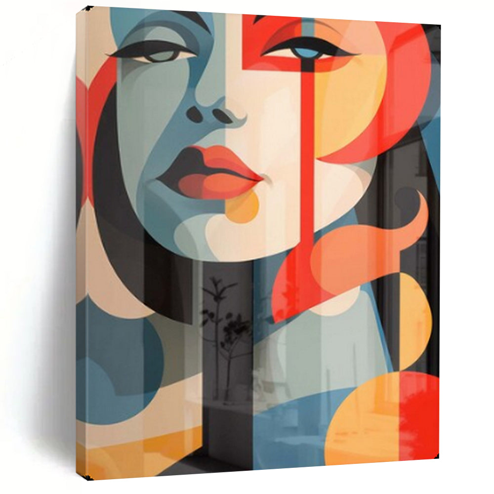 “Color - Blocked Abstract Face” - Modern Pop - Art Painting On Canvas PT2172