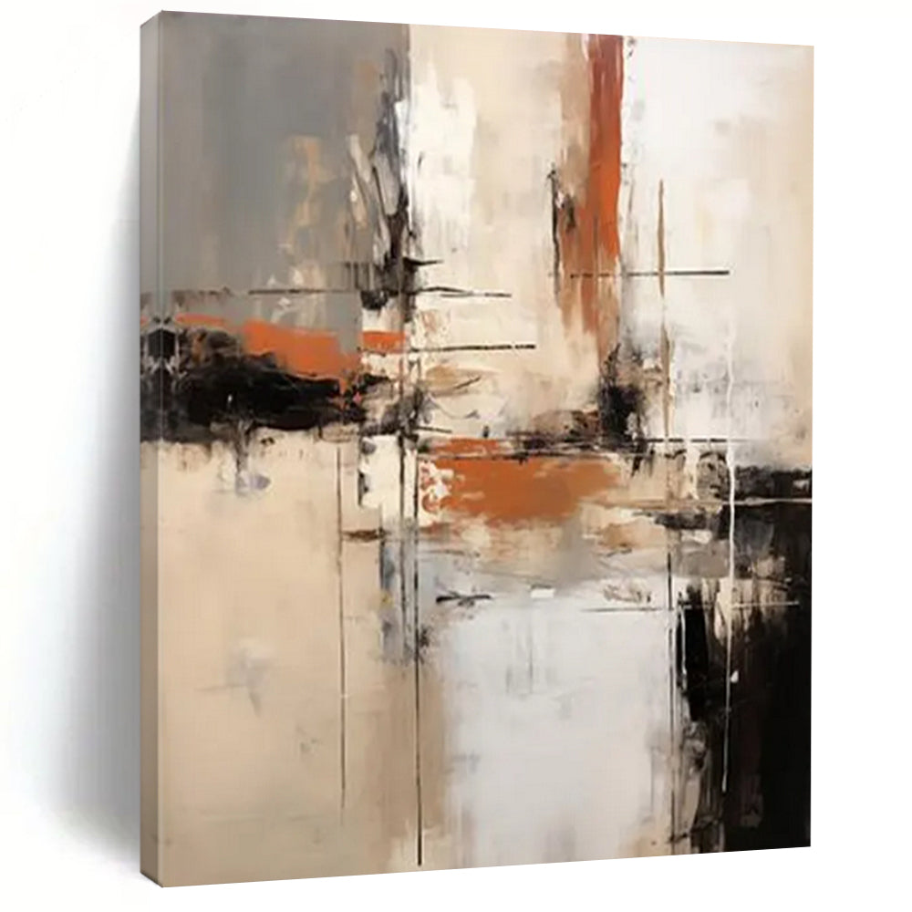 Neutral Tones Abstract Cityscape Painting On Canvas DS112