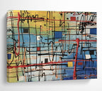 “Colorful Abstract Grid” - Abstract Expressionist Painting On Canvas DKS842