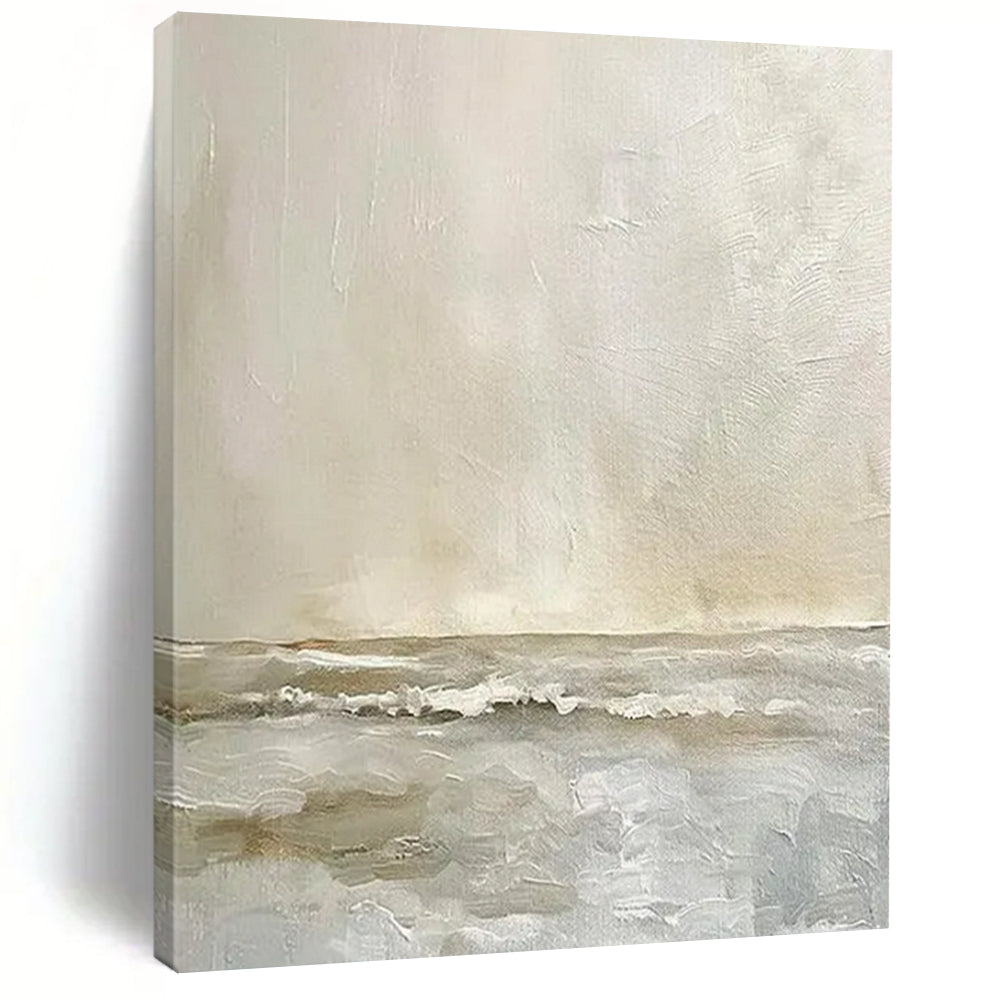 “Beige and Gray Coastal Calm” - Abstract Landscape Painting On Canvas PT2360