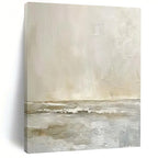 “Beige and Gray Coastal Calm” - Abstract Landscape Painting On Canvas PT2360