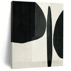 Black, White with Bold Forms "Graphic Whisper" Abstract Painting On Canvas PS1426