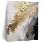“Gold & Silver Abstract Flow” - Dynamic Abstract Painting On Canvas DS302