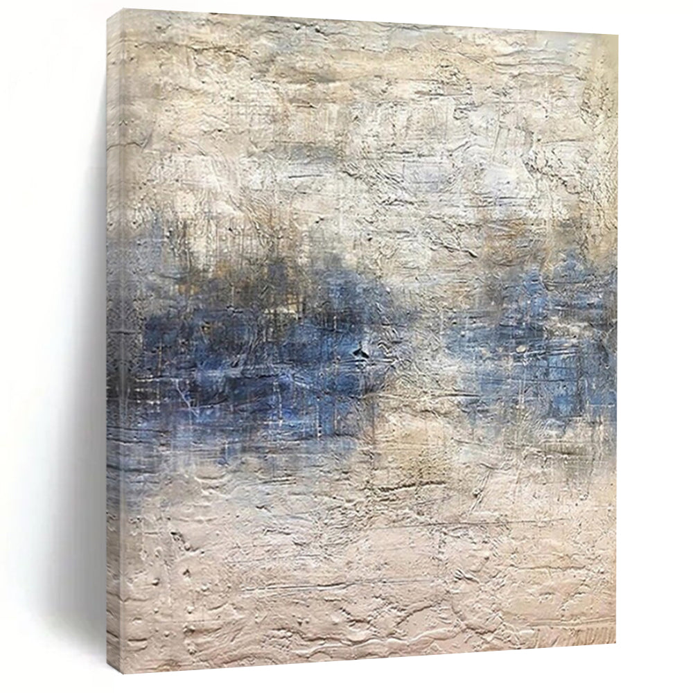 Beige and Blue Textured, "Sky Over Sand" – Textured Abstract Painting On Canvas PS0965