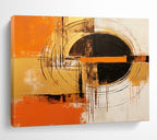 “Orange, Gold, and Black Circular Abstract” - Expressive Abstract Painting On Canvas PT105
