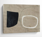 “Minimalist Black, White, and Beige Shapes” - Geometric Abstract - Painting On Canvas PT1789