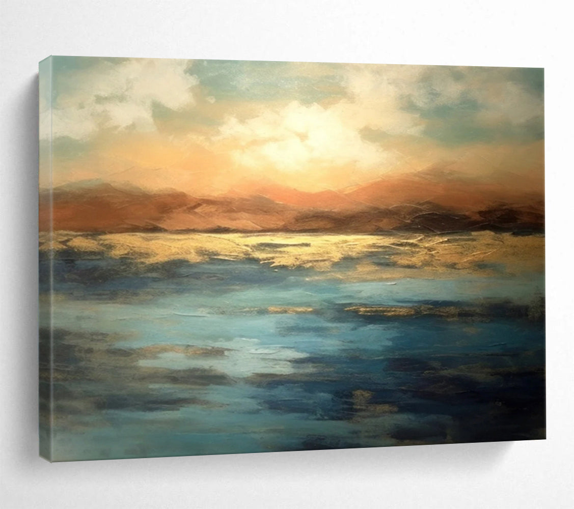 “Sunset Lake Reflection” - Expressive Landscape Painting On Canvas PT055
