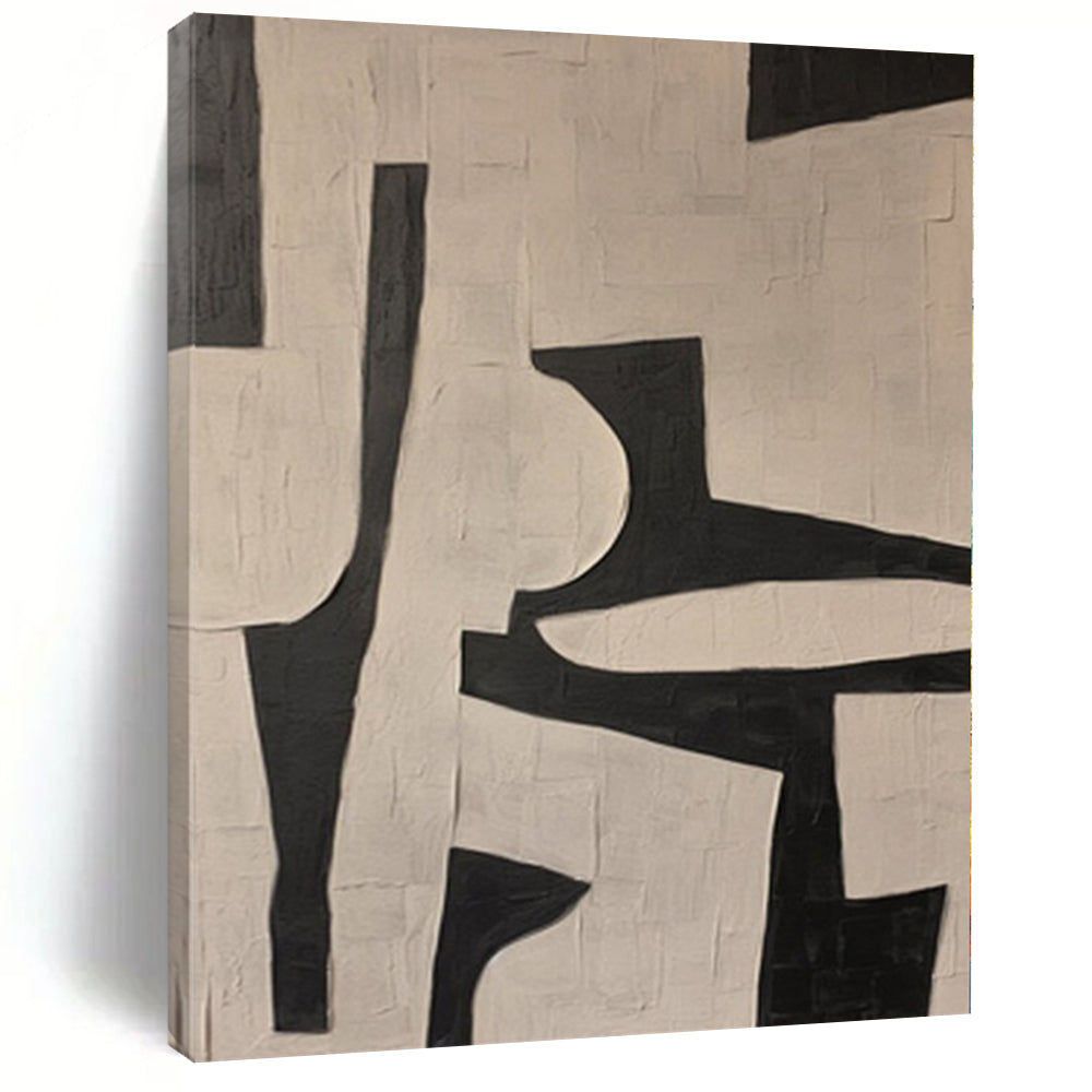 “Black - White Geometric Abstract” - Minimalist Abstract Painting On Canvas PS0098