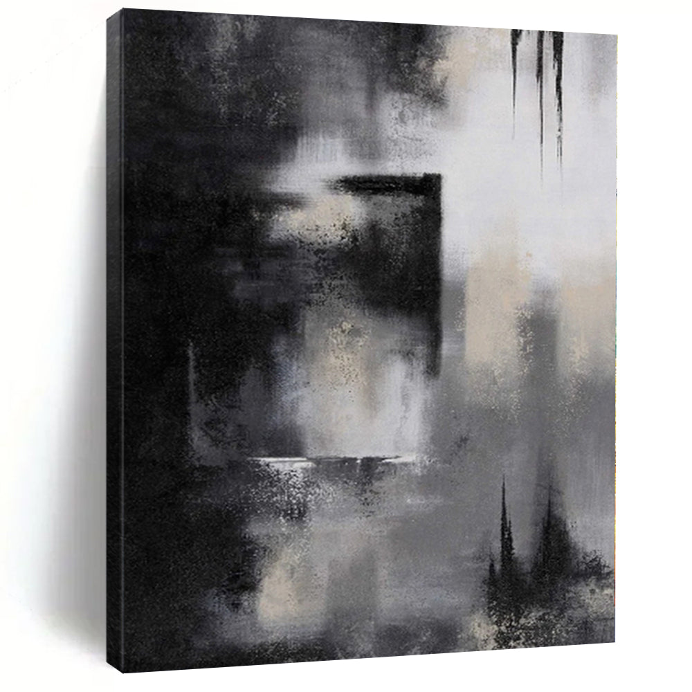 “Monochrome Abstract” - Minimalist Abstract Painting On Canvas PS0076