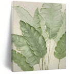 “Textured Green Leaf Relief” - Botanical Textured Painting On Canvas PT1876