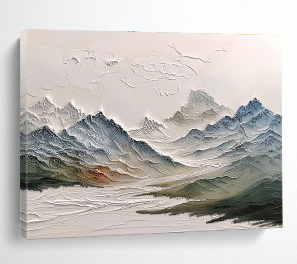 “3D Textured Mountain Range” - Sculptural Landscape Painting On Canvas DKS462