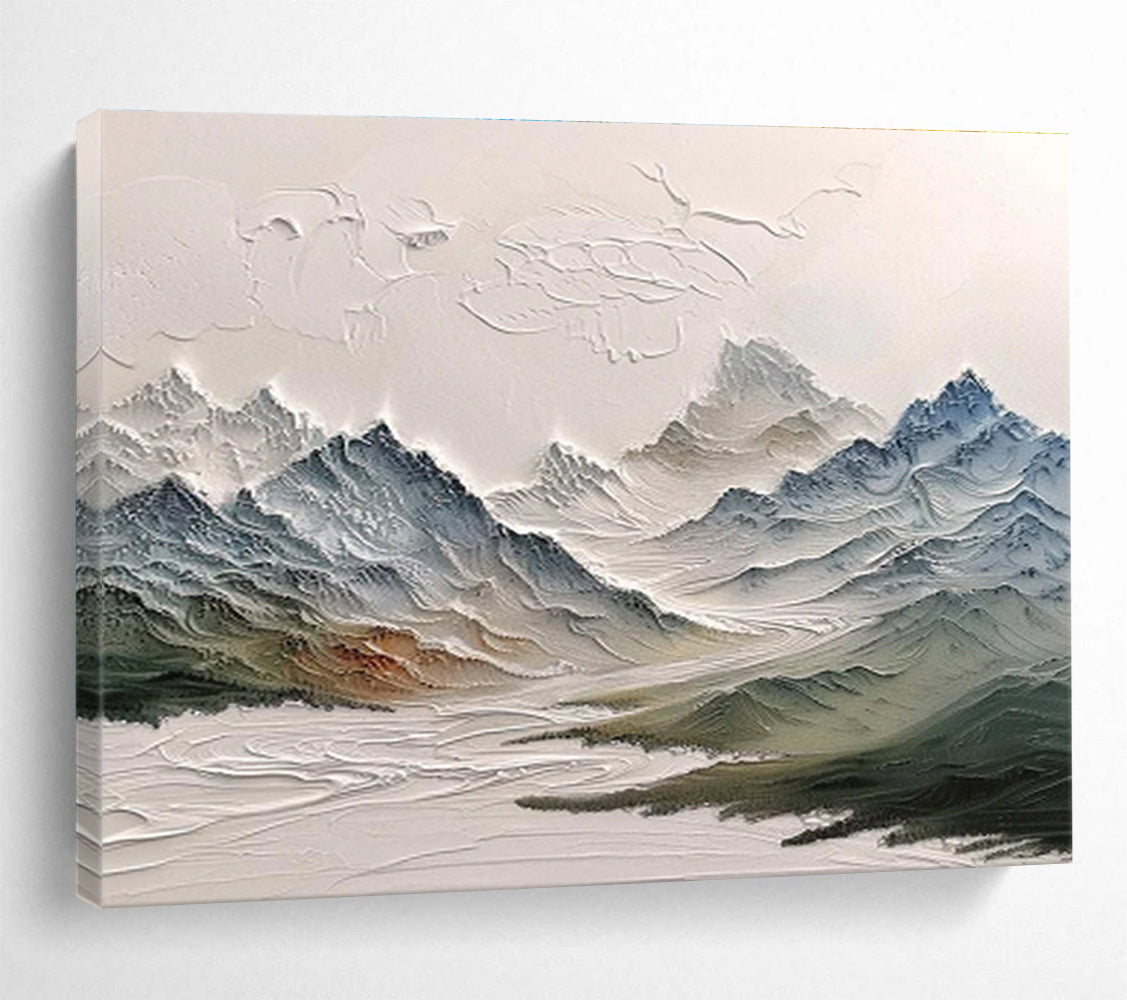 “3D Textured Mountain Range” - Sculptural Landscape Painting On Canvas DKS462
