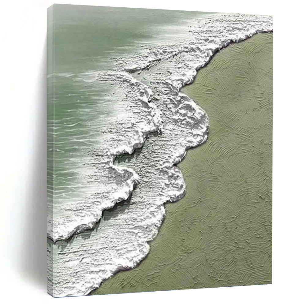 “Textured Beach Wave Scene” - Impasto Landscape Painting On Canvas PT1200