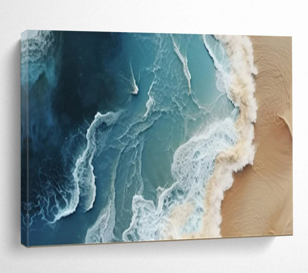 “Aerial - View Ocean Waves” - Photographic - Abstract Painting On Canvas PT1547