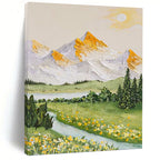 “Idyllic Mountain Landscape” - Impressionistic Landscape Painting On Canvas PT1037