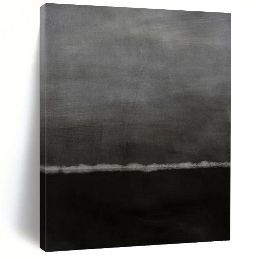 “Grey - Black Abstract Horizon” - Minimalist Abstract Painting On Canvas PT1202