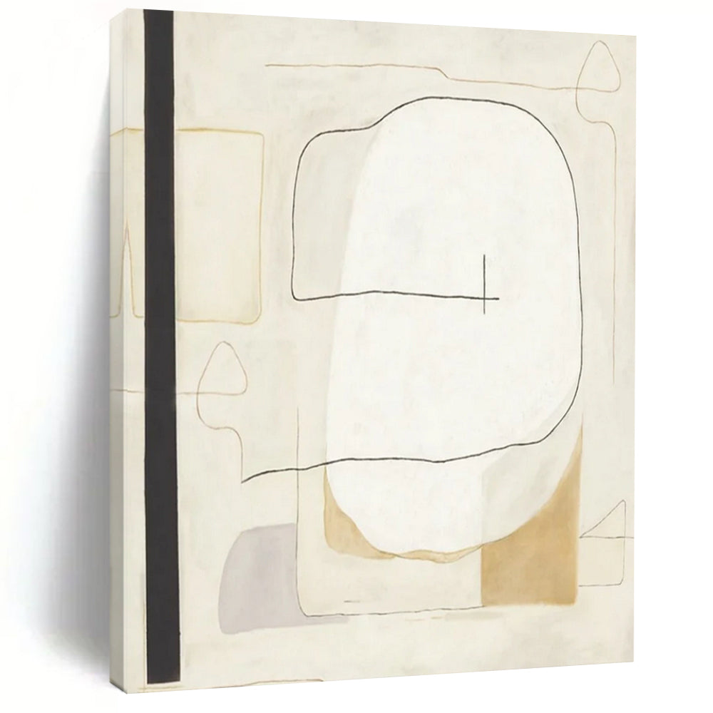 “Neutral Tones with Black Lines” - Minimalist Abstract Painting On Canvas DS025