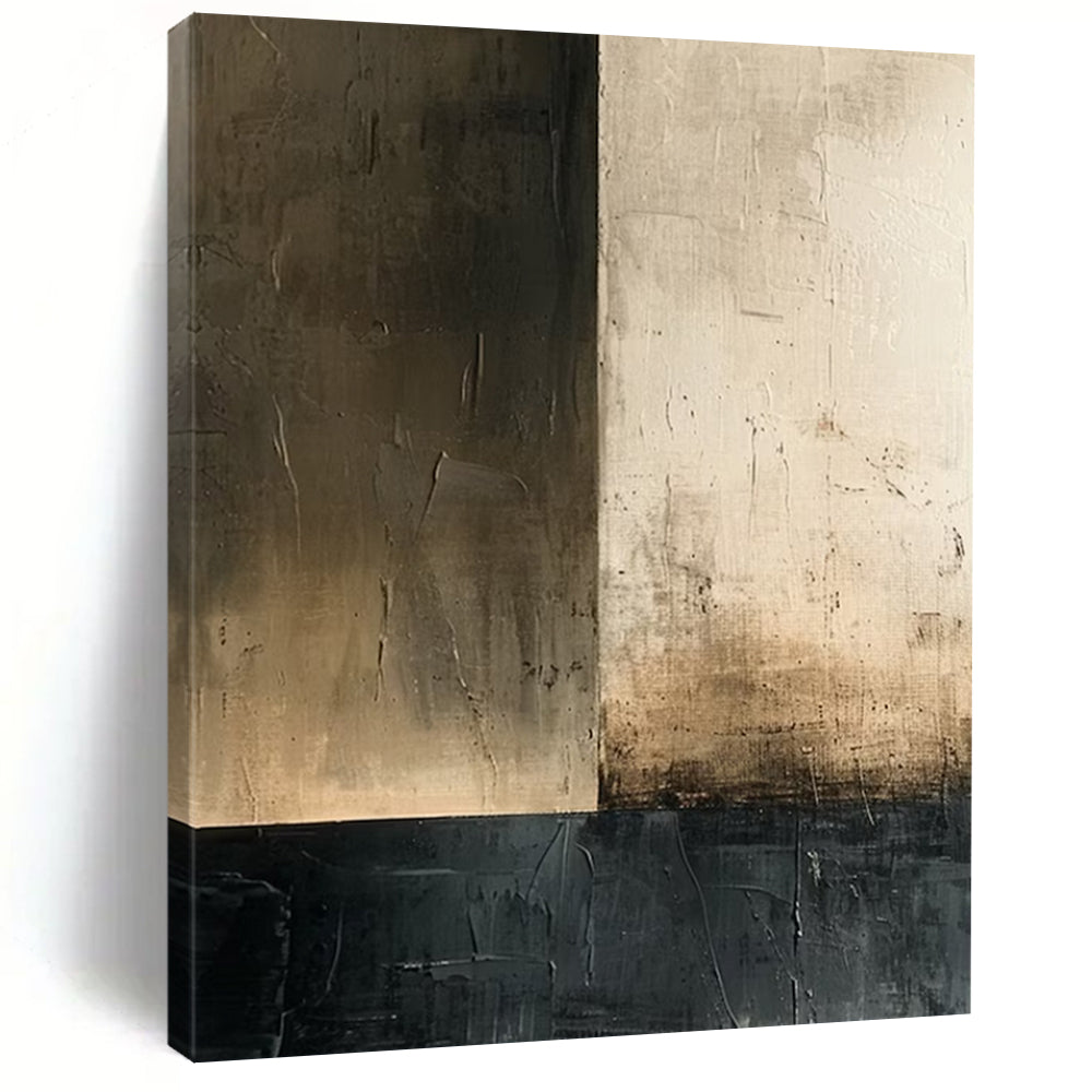 “Brown - Black Minimalist Blocks” - Minimalist Abstract Painting On Canvas DS016