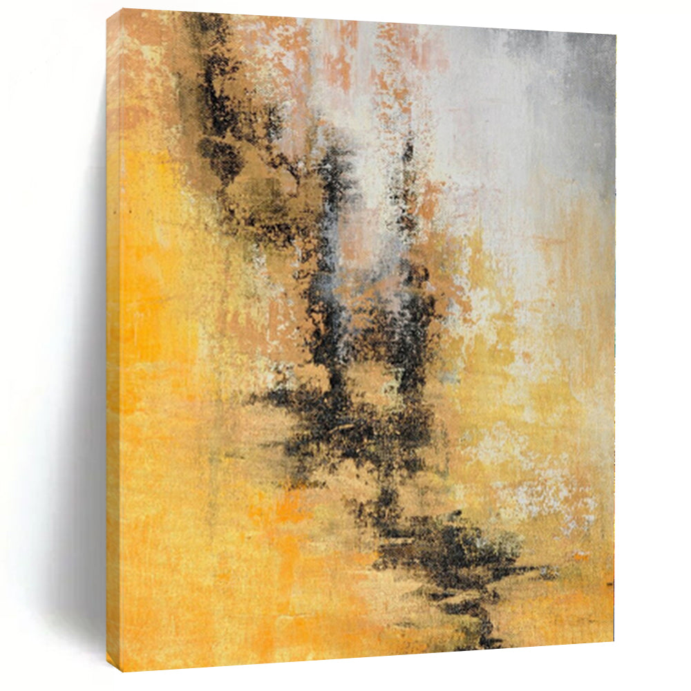 “Sunny Yellow Abstract” - Cheerful Abstract Painting On Canvas PS0041