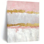 “Pink - Gold Striped Elegance” - Glam Abstract Painting On Canvas PS0207
