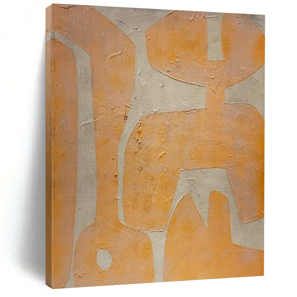 Orange and Beige Geometric, "Playful Forms" – Geometric Abstract Painting On Canvas PS0988