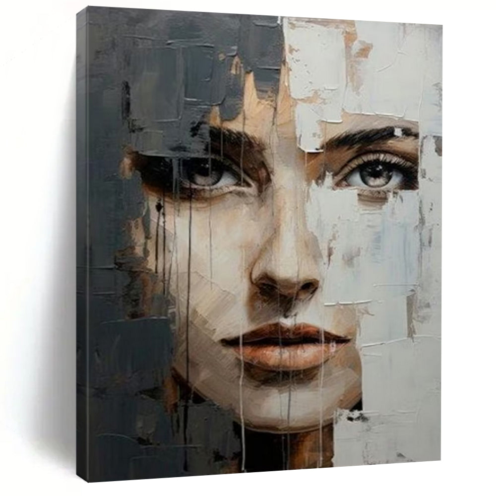 “Textured Abstract Face” - Mixed - Media Portrait On Canvas PT2190
