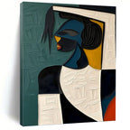 “Cubist Woman in Color Blocks” - Cubist, Female Portrait Painting On Canvas PT1467