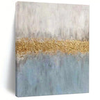 “Gray, Blue, and Gold Textured Stripe” - Abstract Textured Painting On Canvas PT1885