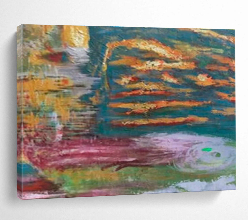 Colorful Abstract Waterscape - Impasto - style Painting On Canvas DKS371