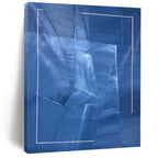 “Blue - Lilac Geometric Layers” - Blue, Lilac Abstract Painting On Canvas PS0458