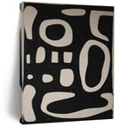 Black Background with White Curved Forms "Whimsical Silhouettes" Abstract Painting On Canvas PS1075