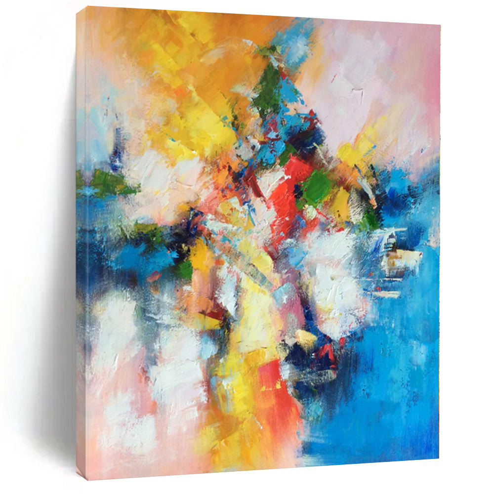 “Explosive Color Cascade of Joy” - Passionate Abstract Painting On Canvas PS0227