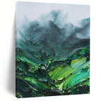 “Green Mountain Textures: Impasto Landscape” - Bold Nature Painting On Canvas PT0944