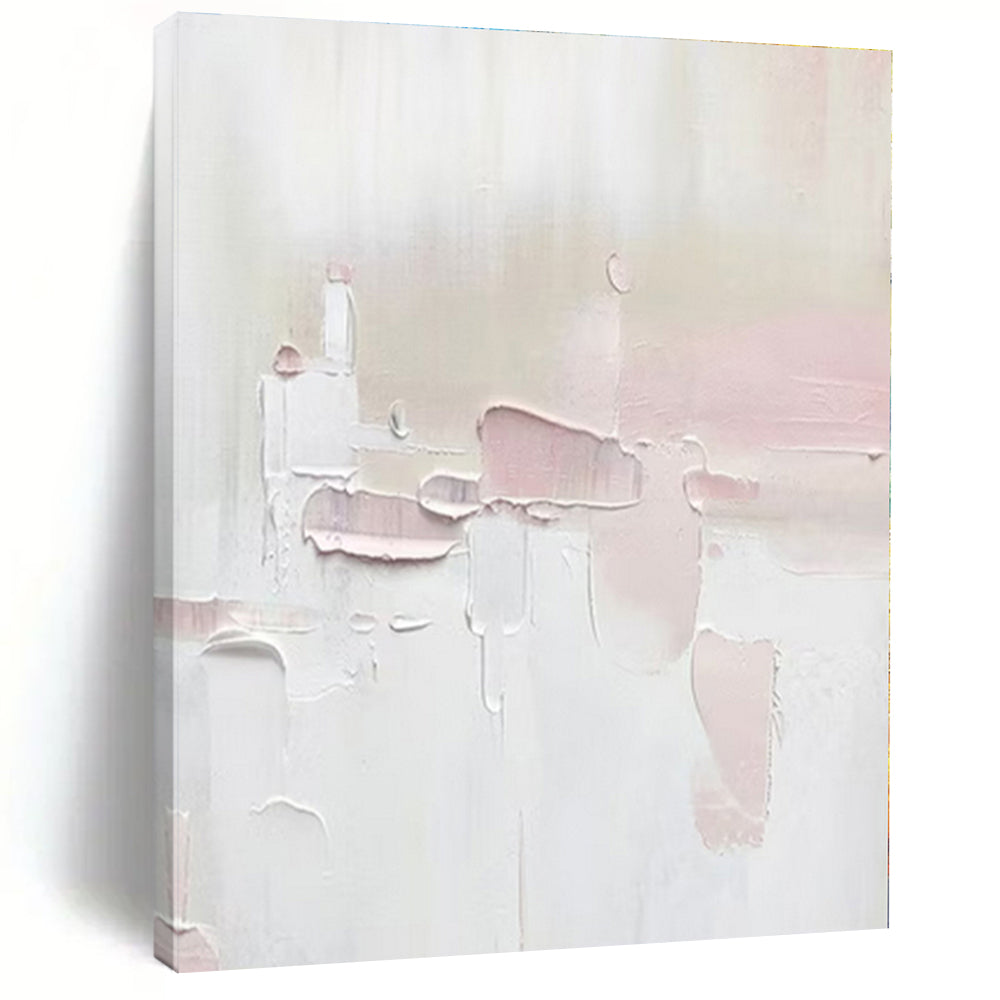 White, Pink with Soft Textures "Blush Textures" Abstract Painting On Canvas PS1345
