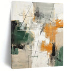 “Green - Orange - Grey Abstract Dynamic Strokes” Painting On Canvas PS0841