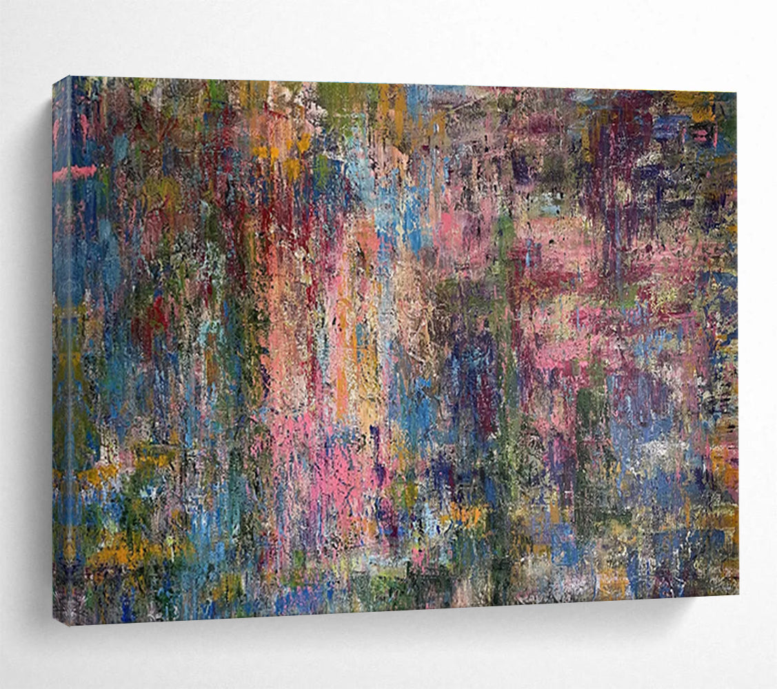 “Vibrant Color Mosaic” - Multicolor Abstract, Textured Wall Art Painting On Canvas DKS715