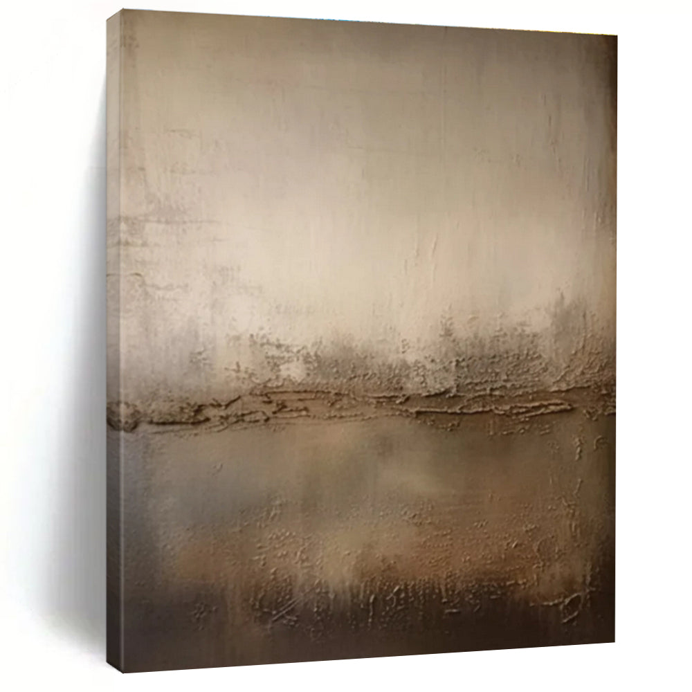 Beige, Brown with Textured Layers "Earthy Horizon" Abstract Painting On Canvas PS1467