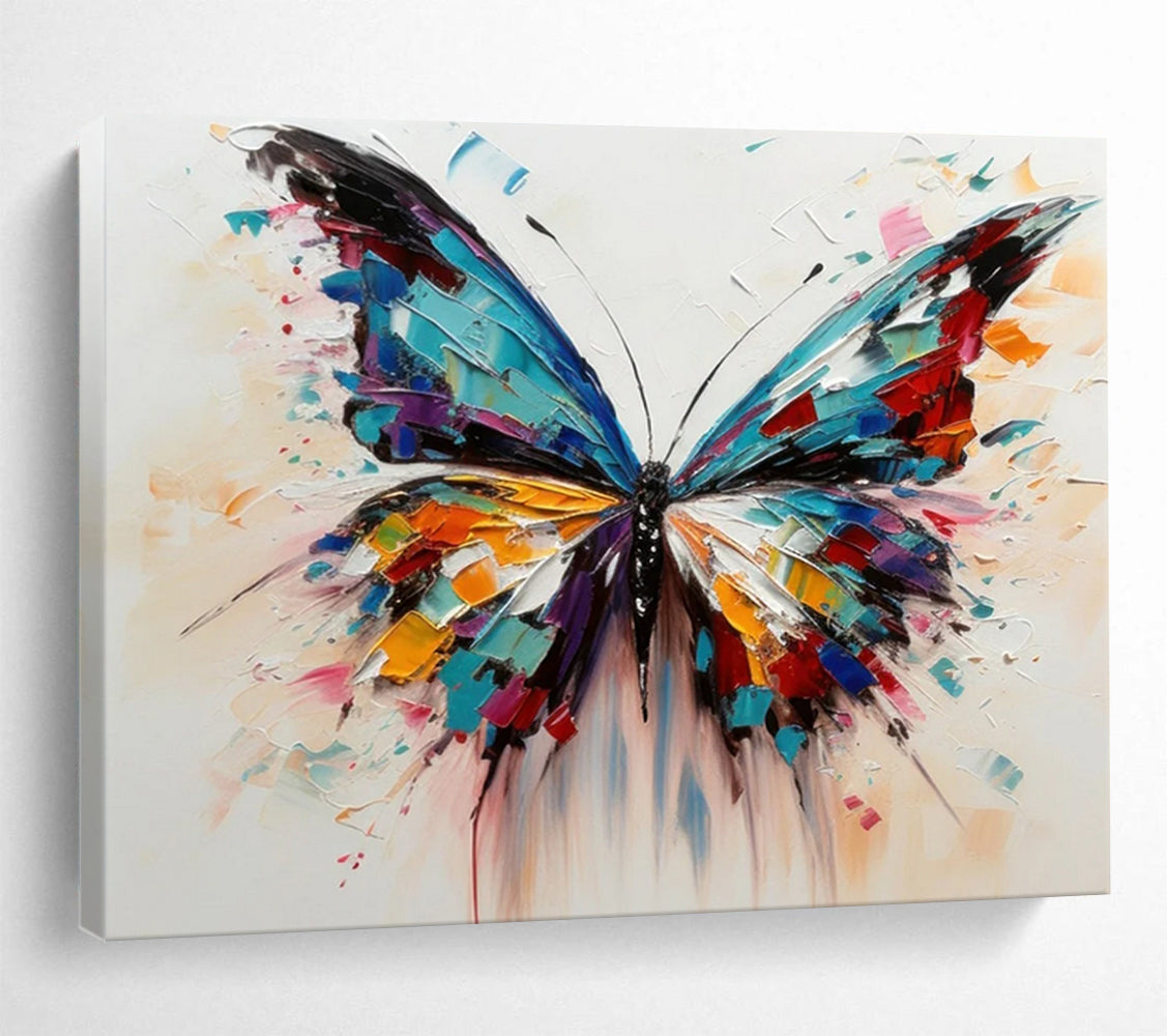 “Colorful Butterfly Wings” - Impasto Insect Painting On Canvas PT054