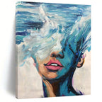 “Blue and Pink Ocean - Face Fusion” - Surreal Figurative Painting On Canvas DS347