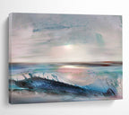 “Soft Coastal Abstract Sunset” - Ethereal Seascape Painting On Canvas PT148