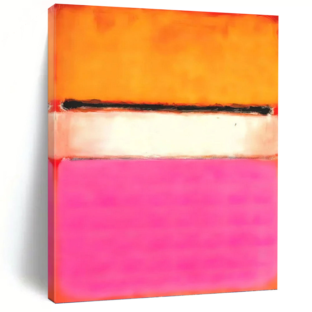“Orange - Pink - White Color Blocks” - Color - Field, Lively - Styled Painting On Canvas PT1608