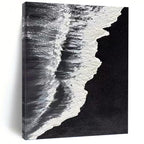 “Black - White Ocean Waves: Minimalist Seaside Art” - Stark Coastal Painting On Canvas PT0962