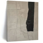 “Neutral Toned Abstract with Black Vertical Shape” - Minimalist Abstract Painting On Canvas PS0269