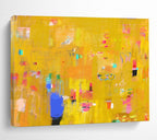 Bright Yellow Abstract Energy Painting On Canvas DKS038