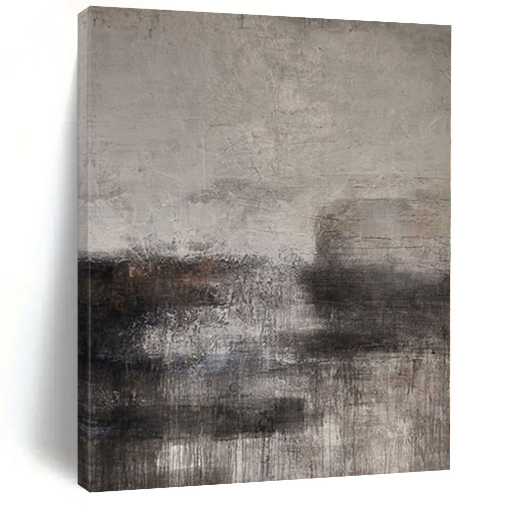 “Gray - Black Textured Abstract” - Moody Abstract Painting On Canvas PS0112